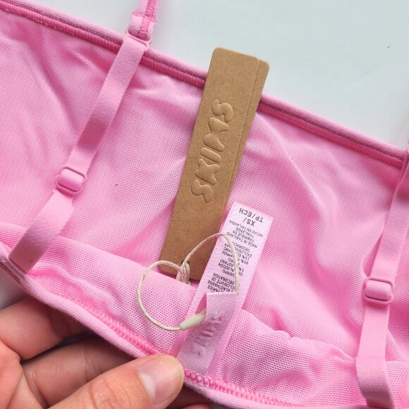 Skims Cotton Rib Scoop Bralette & Cotton Rib High Waisted Briefs Bubble Gum Pink - Picture 6 of 12